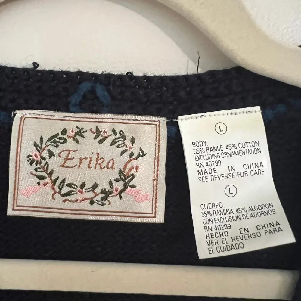 Vintage Erika Ramie Cotton Blend Crochet Floral Button Front Vest Cottagecore - Picture 4 of 9